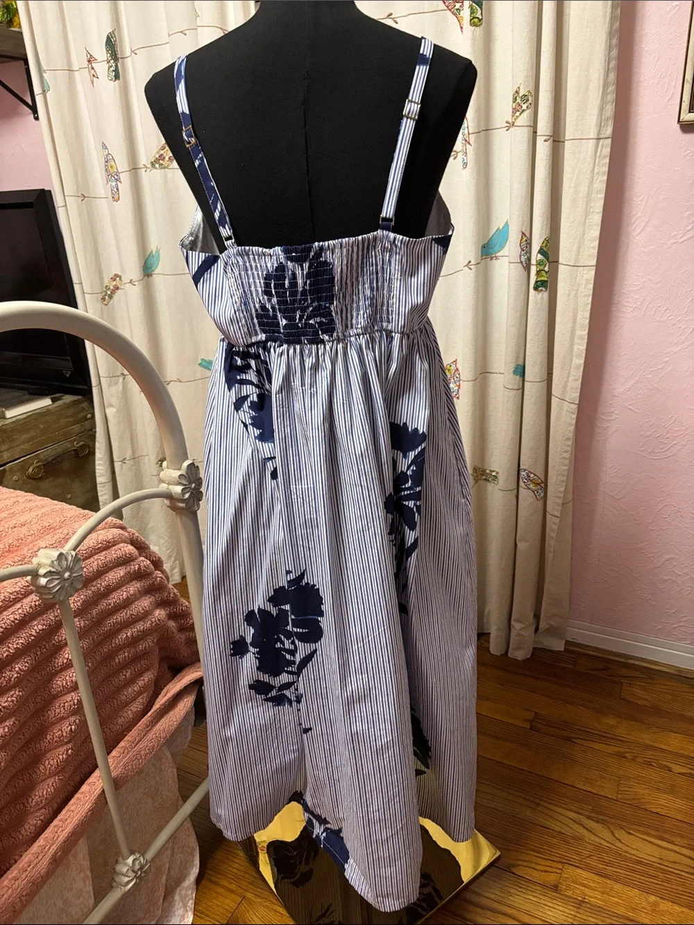 Abercrombie & Fitch Navy and White Striped Floral Sundress